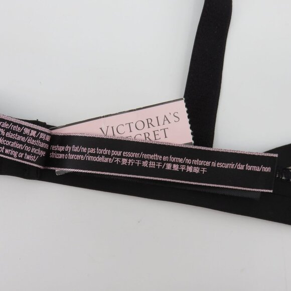 Victorias Secret Women Small Black Mesh Plunge Bralette Nylon Style 24492967 NEW - Picture 14 of 16